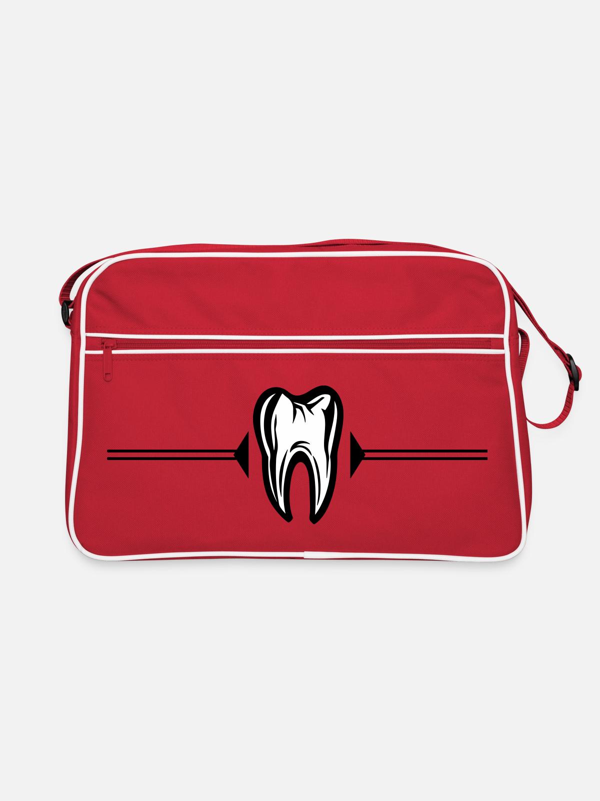 Tooth Icon Dentist - Retro Bag - red/white - Front