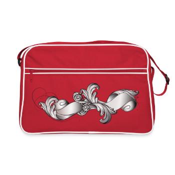 Elegantes Barockbanner mit geschwungenen Ornamente - Retro Tasche - Rot/Weiß - Vorne