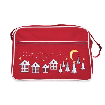 Village in the glow of lights for Advent - Retro Bag - red/white - Front