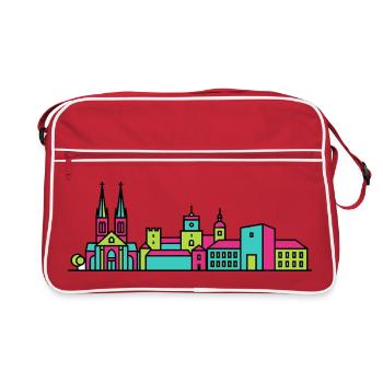 Uppsala City Skyline Cathedral Modern Line Art - Retro Bag - red/white - Front