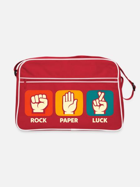 Rock-Paper-Happiness – Funny Positive Vibes – Insp - Retro Bag - red/white - Front