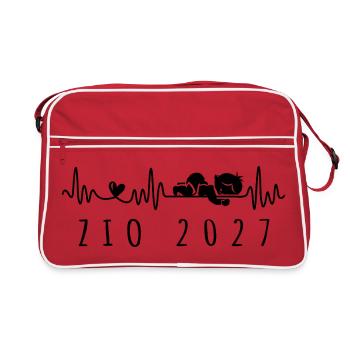 Futuro Zio 2027 Battito Cardiaco in Gravidanza - Retro Bag - red/white - Front