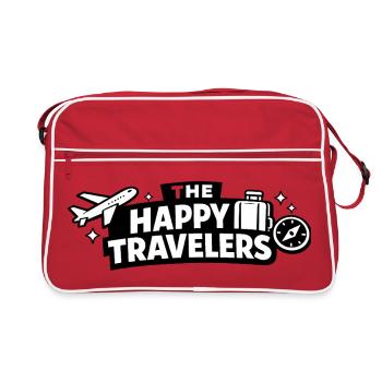 Voyageurs heureux : Avion, valise et boussole - Sac Retro - rouge/blanc - Devant