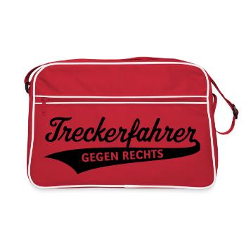 Treckerfahrer Gegen Rechts (Trecker Traktor / V4B) - Retro Tasche - Rot/Weiß - Vorne