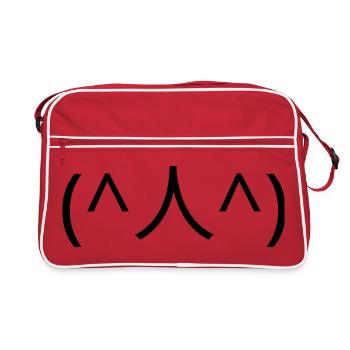 Émotique (^人^) de supplication merci Kaomoji - Sac Retro - rouge/blanc - Devant