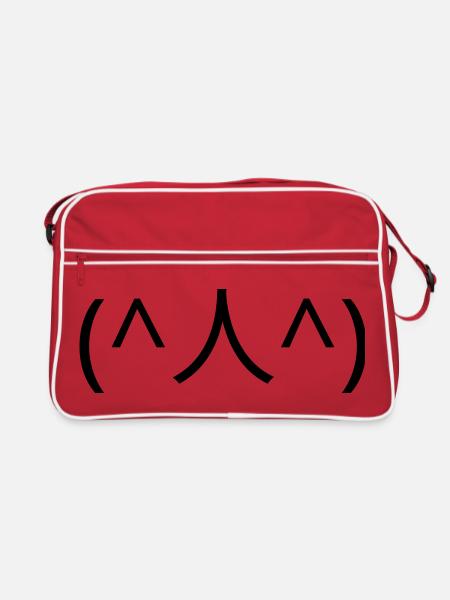 Begging emote (^人^) thank you Kaomoji - Retro Bag - red/white - Front