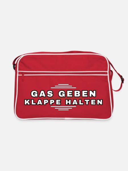 Gas Geben Klappe Halten Retro Typo - Retro Tasche - Rot/Weiß