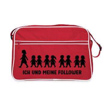 Ich und meine Follower lustige Erzieherin Sprüche - Retro Tasche - Rot/Weiß - Vorne