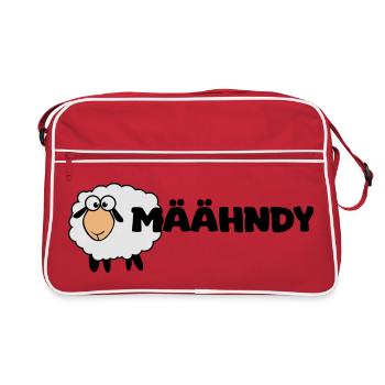 Määhndy - Mandy Namensshirt mit Schafnote - Retro Tasche - Rot/Weiß - Vorne