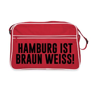Hamburg ist braun weiß - T-Shirt, St.Pauli - Retro Tasche - Rot/Weiß - Vorne