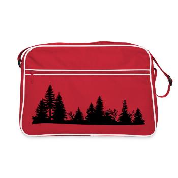 Silhouette noire d'une forêt - Sac Retro - rouge/blanc - Devant