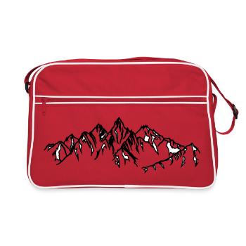 Montagnes Silhouettes noires dans le brouillard - Sac Retro - rouge/blanc - Devant