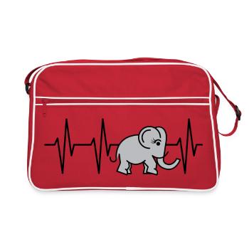 puls elefant rüssel herzschlag comic Symbol süß - Retro Tasche - Rot/Weiß - Vorne