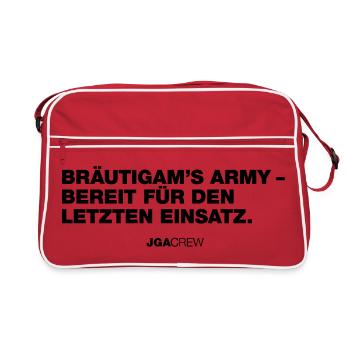 Bräutigams Army (JGA - Jungesellenabschied) - Retro Tasche - Rot/Weiß - Vorne