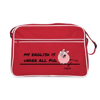 My English Is Under All Pig – Humour anglais - Sac Retro - rouge/blanc - Devant
