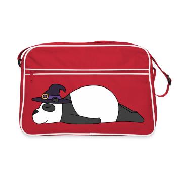 Sleepy Witch Panda Halloween Vibes - Retro Bag - red/white - Front