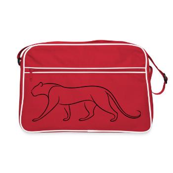 Silent Leopard Silhouette in Minimal Flowing Lines - Retro Bag - red/white - Front