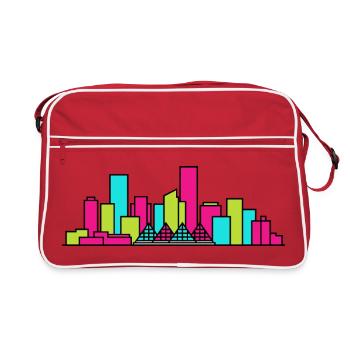 Dessin de lignes de la vallée de la rivière Skyline de la ville d’Edmonton - Sac Retro - rouge/blanc - Devant