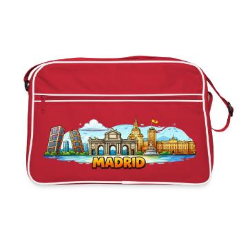 Madrid Skyline Stadt - Retro Tasche - Rot/Weiß - Vorne