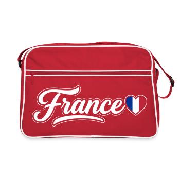 Script français avec cœur de drapeau Fan patriotique - Sac Retro - rouge/blanc - Devant