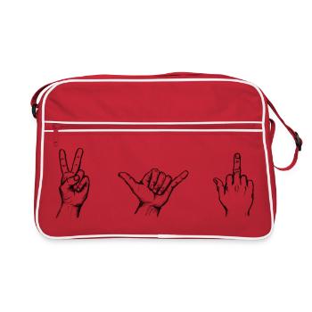 Handzeichen Set Victory Shaka JGA – Illustration - Retro Tasche - Rot/Weiß - Vorne