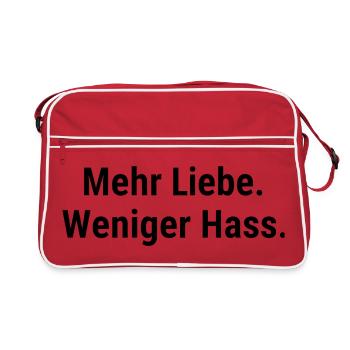 Liebe statt Hass für Menschenrechts Fans Frieden - Retro Tasche - Rot/Weiß - Vorne