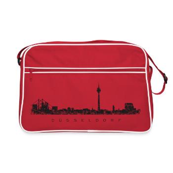 Düsseldorfer Skyline Düsseldorf (Vintage Schwarz) - Retro Tasche - Rot/Weiß - Vorne