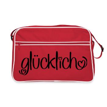 glücklich - Retro Tasche - Rot/Weiß - Vorne