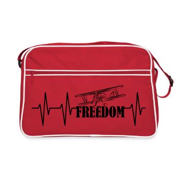 puls free flugzeug Fliegerei Freiheit Herzschlag - Retro Tasche - Rot/Weiß - Vorne