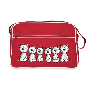 Chats Famille Chat Ami Chat Équipe - Sac Retro - rouge/blanc - Devant