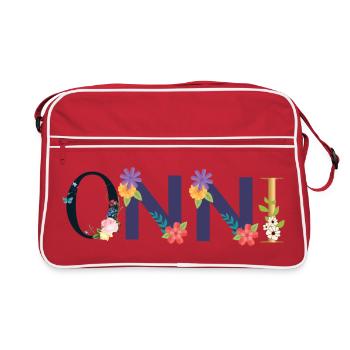 Nom ONNI décoré de fleurs - Sac Retro - rouge/blanc - Devant