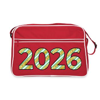 Year 2026 Numbers Pattern - Retro Bag - red/white - Front
