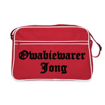 Gothic Water Tong Font - Owabiewarer Jong - Retro Bag - red/white - Front