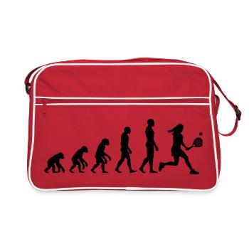 Padel Evolution, Vom Affen zur Padel Queen - Retro Tasche - Rot/Weiß - Vorne