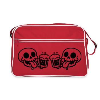 Skelett Team Bier - Retro Tasche - Rot/Weiß - Vorne