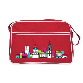 Silhouette de la tour Gediminas de la ville de Vilnius - Sac Retro - rouge/blanc - Devant