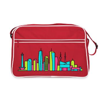 Jakarta City Skyline Monas Monument Modern Art - Retro Bag - red/white - Front