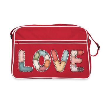 J’adore la couture patchwork design fait main - Sac Retro - rouge/blanc - Devant