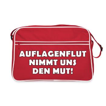 Auflagenflut nimmt uns den Mut - Retro Tasche - Rot/Weiß - Vorne