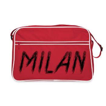 Milan Italy - Black Grunge Brush Typography - Retro Bag - red/white - Front