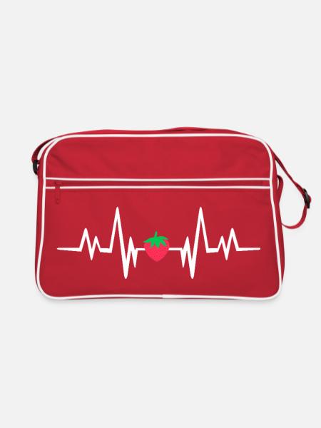 Herzschlag Erdbeere Design - Retro Tasche - Rot/Weiß