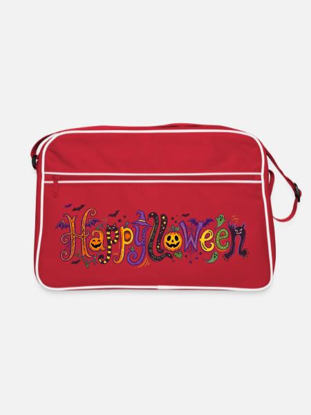 Frohe Halloween-Kreaturen. - Retro Tasche - Rot/Weiß