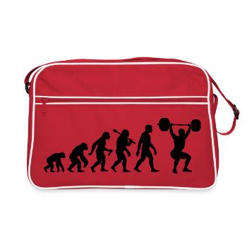Fitness Gewichtheben Evolution Für Kraftsportler - Retro Tasche - Rot/Weiß - Vorne