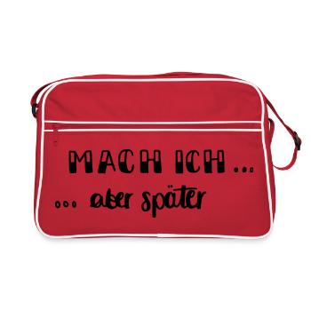 Mach ich - aber später... - Retro Tasche - Rot/Weiß - Vorne
