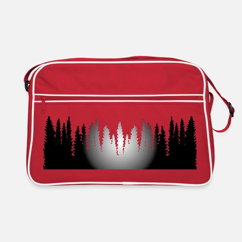 Woid mid Sun - Wald mit Sonne, Natur - Retro Tasche - Rot/Weiß