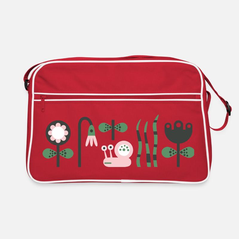hungrige rosa Schnecke mit Blumen Retro Tasche
