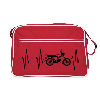 Simson s50 Herzschlag DDR Osten Symbol Puls icon - Retro Tasche - Rot/Weiß - Vorne