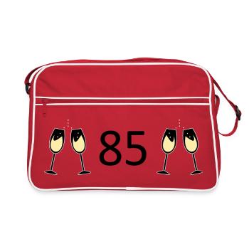 85e anniversaire 85 ans 85 Numéro 85 Noir - Sac Retro - rouge/blanc - Devant