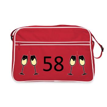58e anniversaire 58 ans anniversaire 58 numéro 58 - Sac Retro - rouge/blanc - Devant