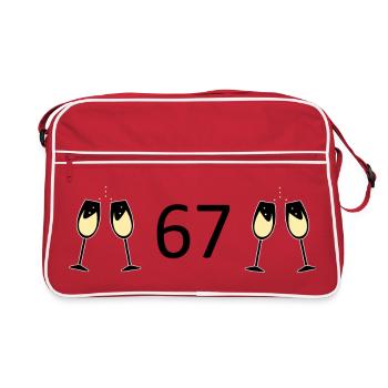 67th Birthday 67th Anniversary 67 Number 67 black - Retro Bag - red/white - Front